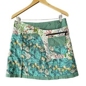 ASHA Floral Reversible‎ Full Wrap Skirt Pockets Teal Green Cotton Patchwork OSFM